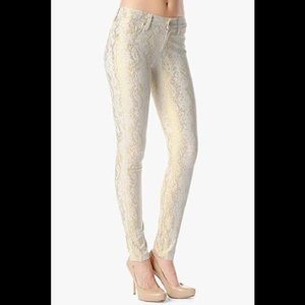 7 for all mankind Jacquard gold snake skinny pants / jeans sz 27β NWOT